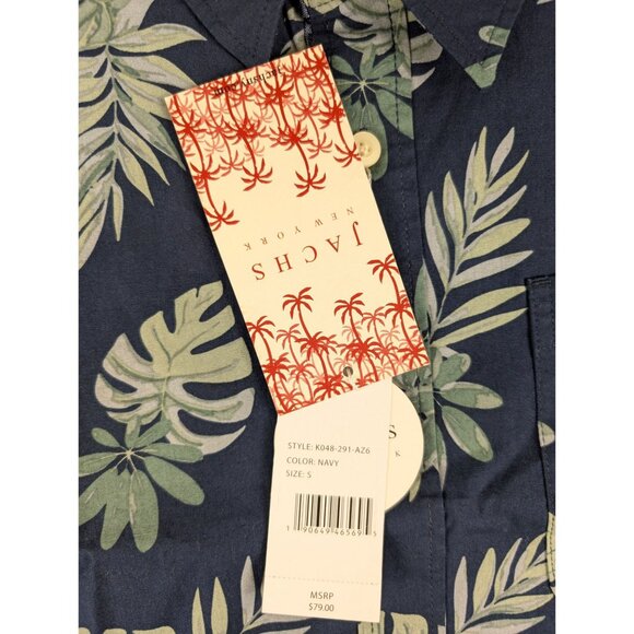 Jachs NY Mens Navy Floral Short Sleeve Shirt Small - Picture 2 of 8